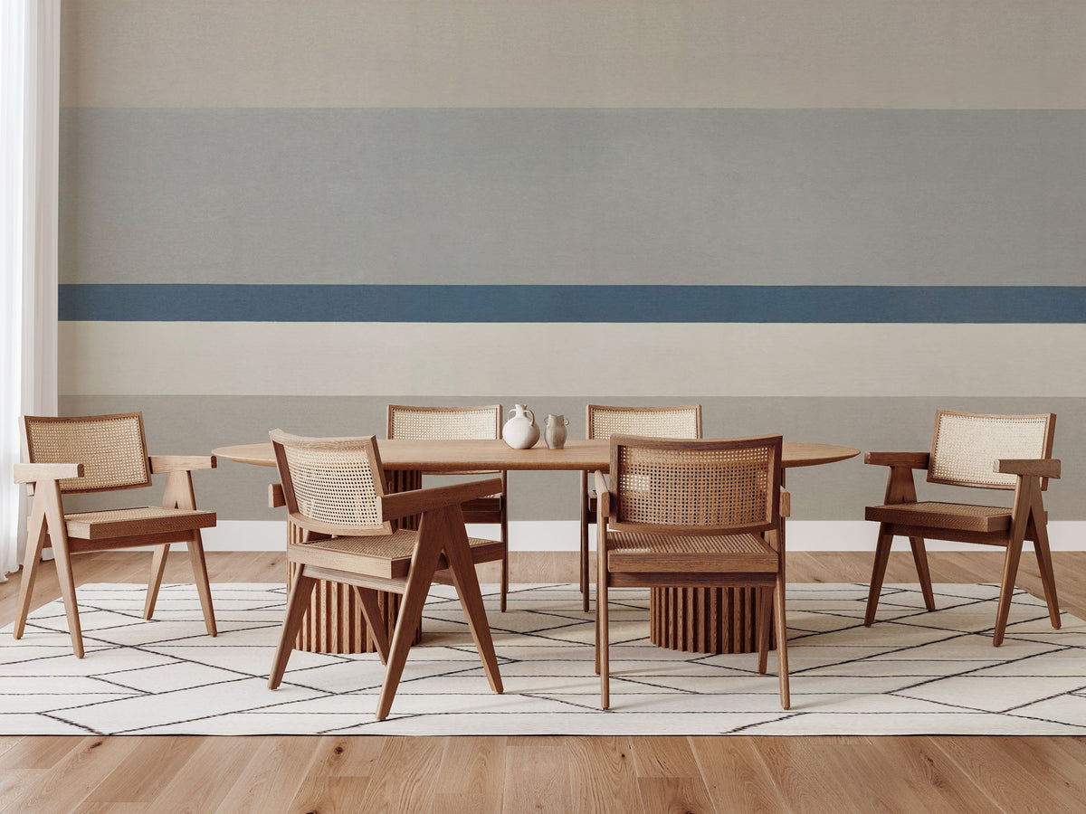 Minimalist Blue Grey Stripe Wallpaper Mural