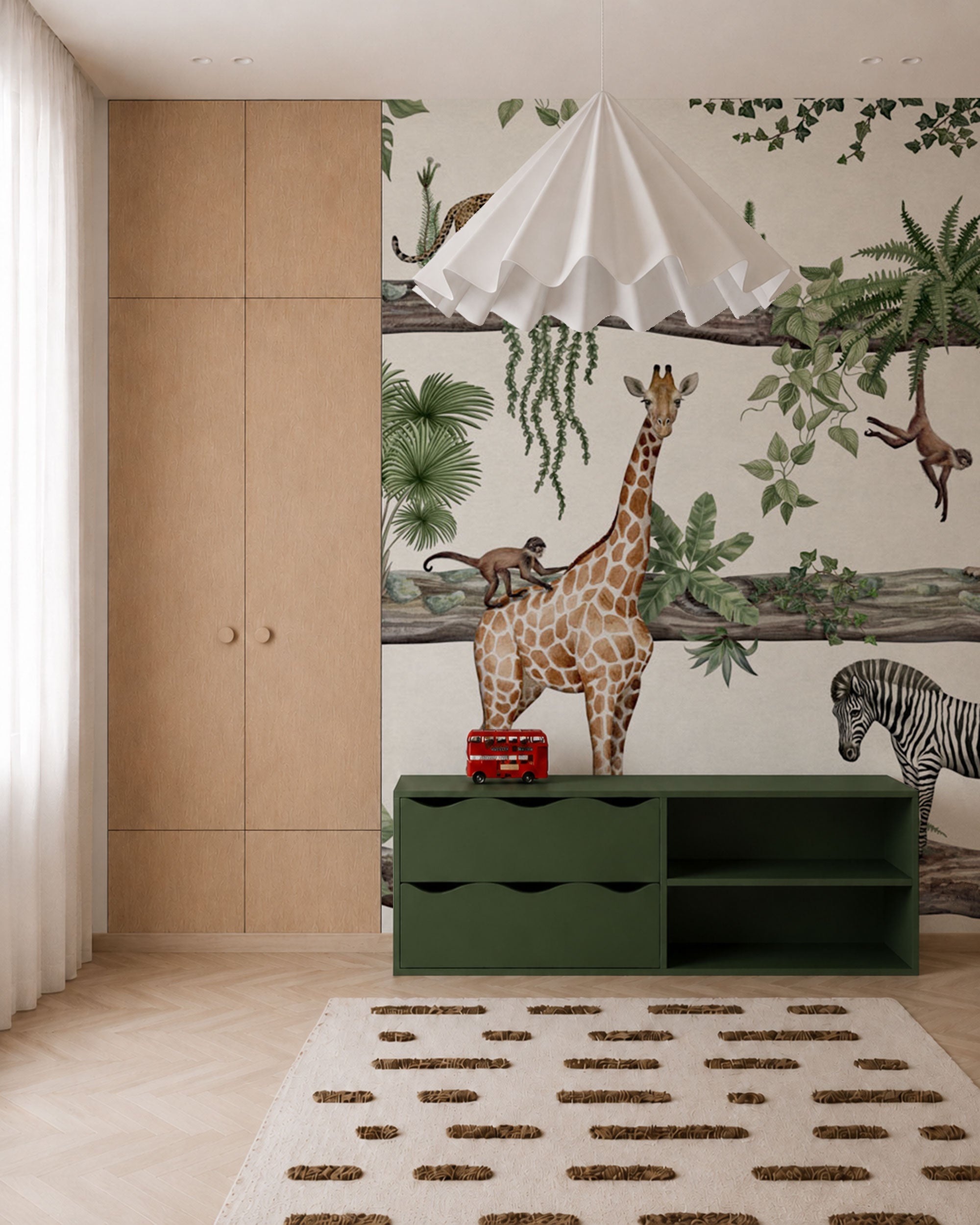 Jungle Animal Pattern Soft Neutral Wallpaper
