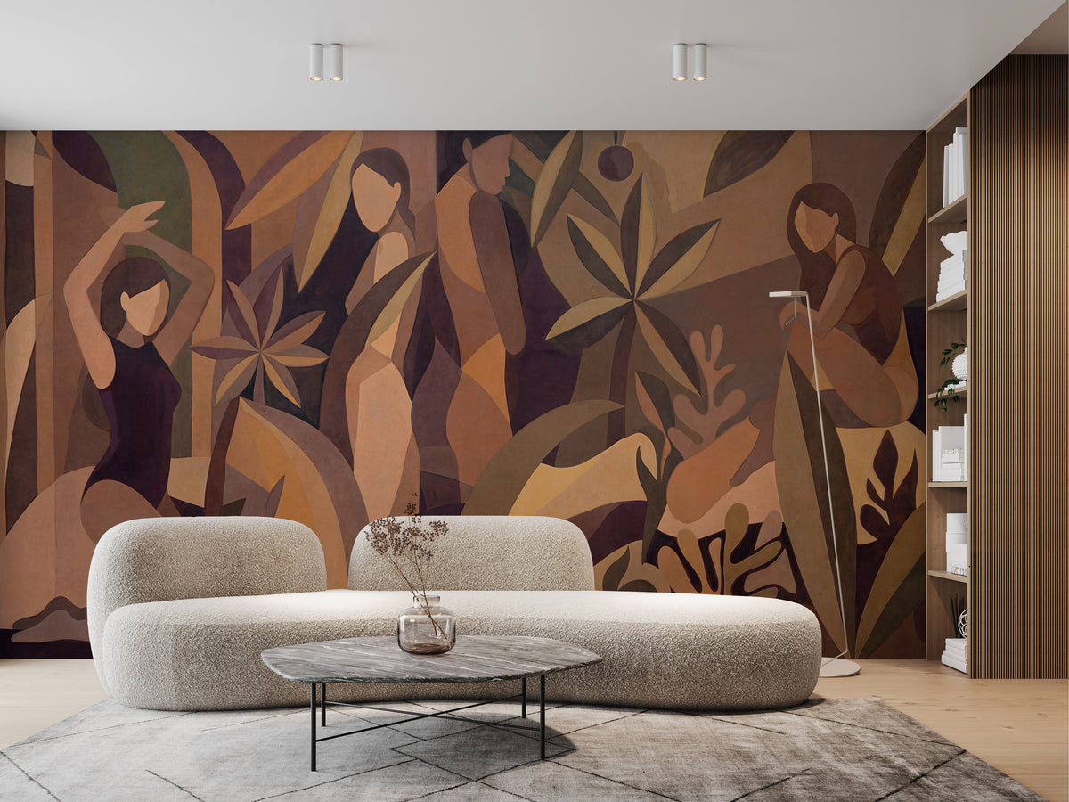 Abstract Figurative Botanical Wallpaper Mural