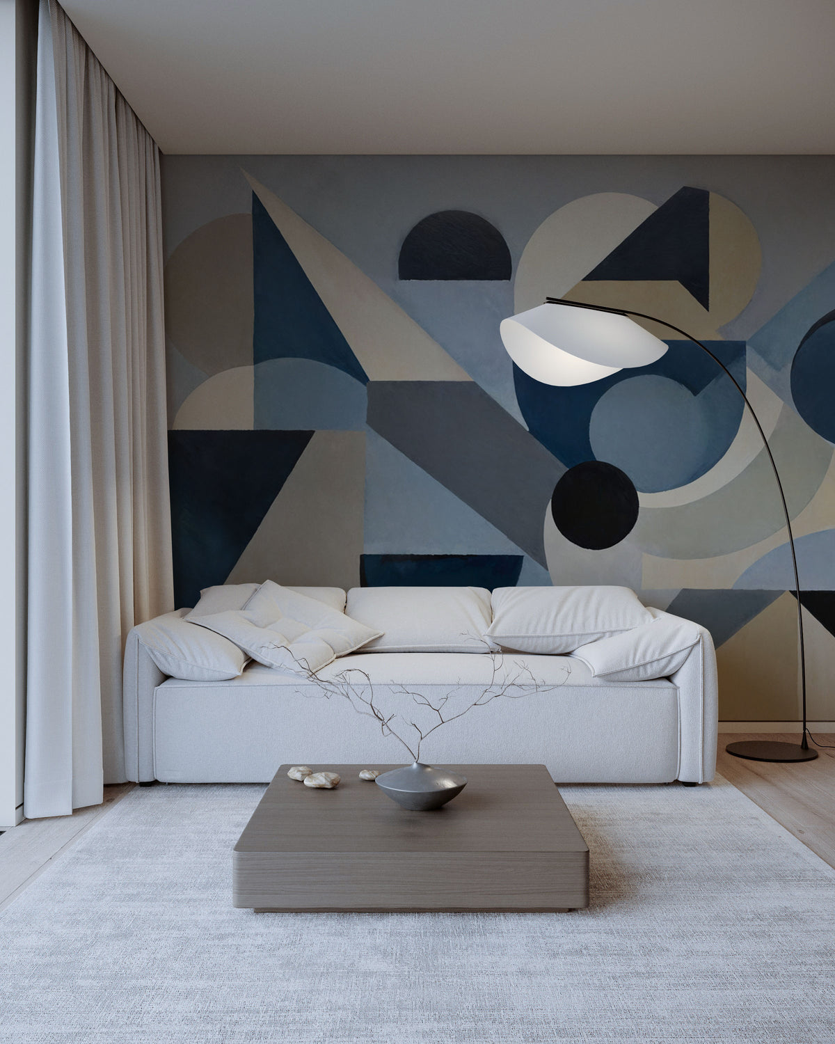 Abstract Geometric Blue Wallpaper Mural