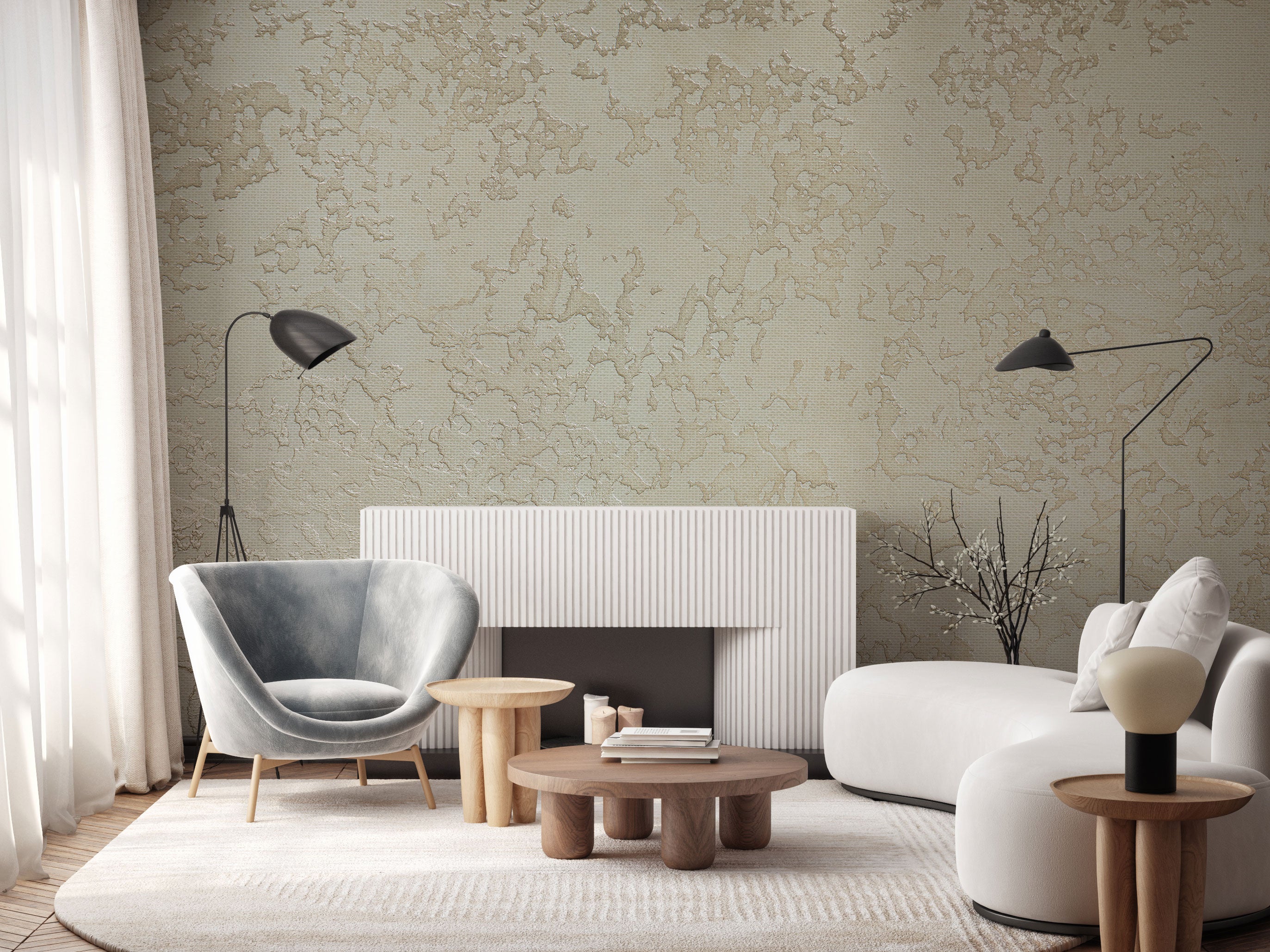 beige textured wallpaper with subtle abstract pattern and natural plaster effect
