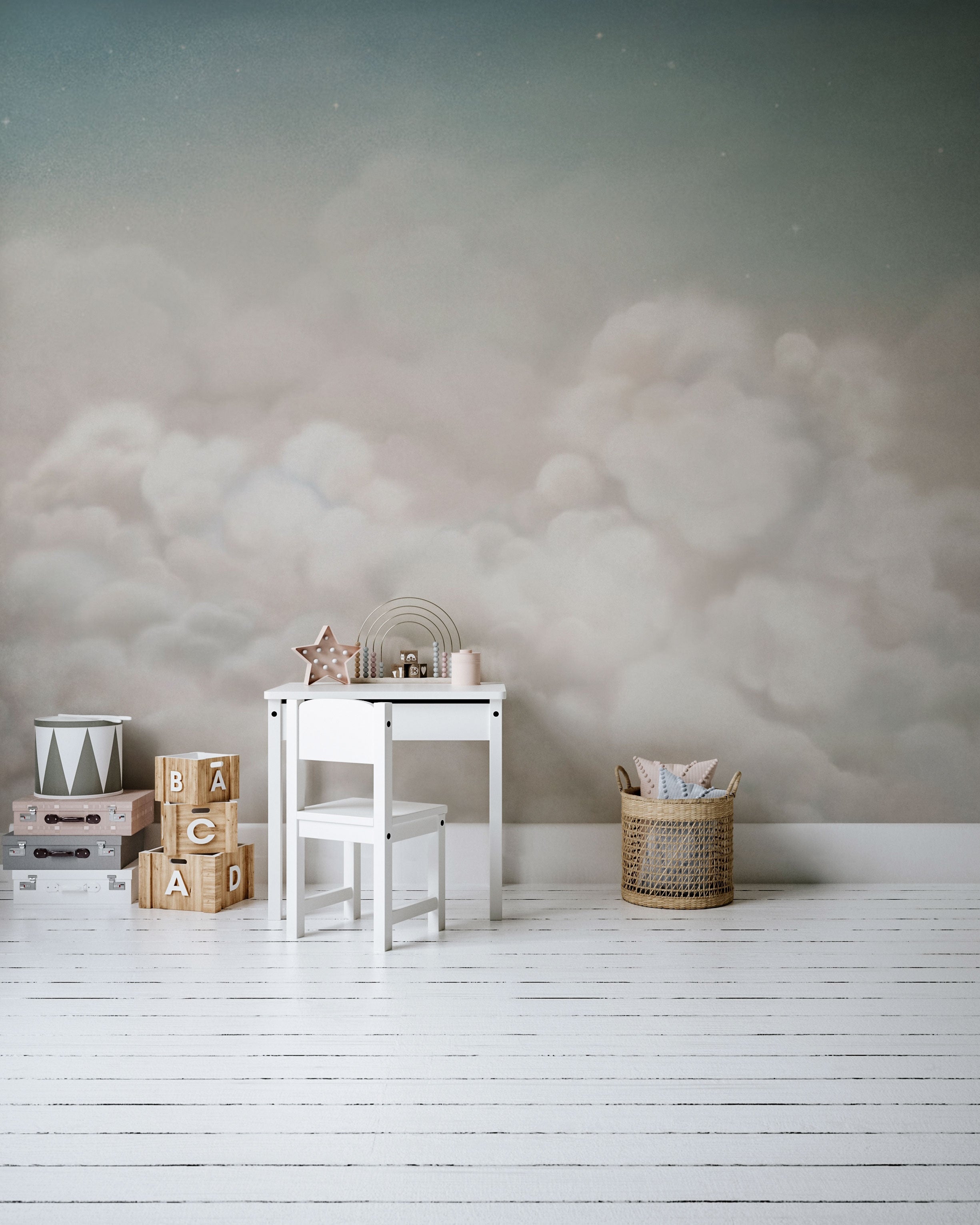 Calming Clouds Blue wallpaper with soft cloud formations and subtle blue sky gradient