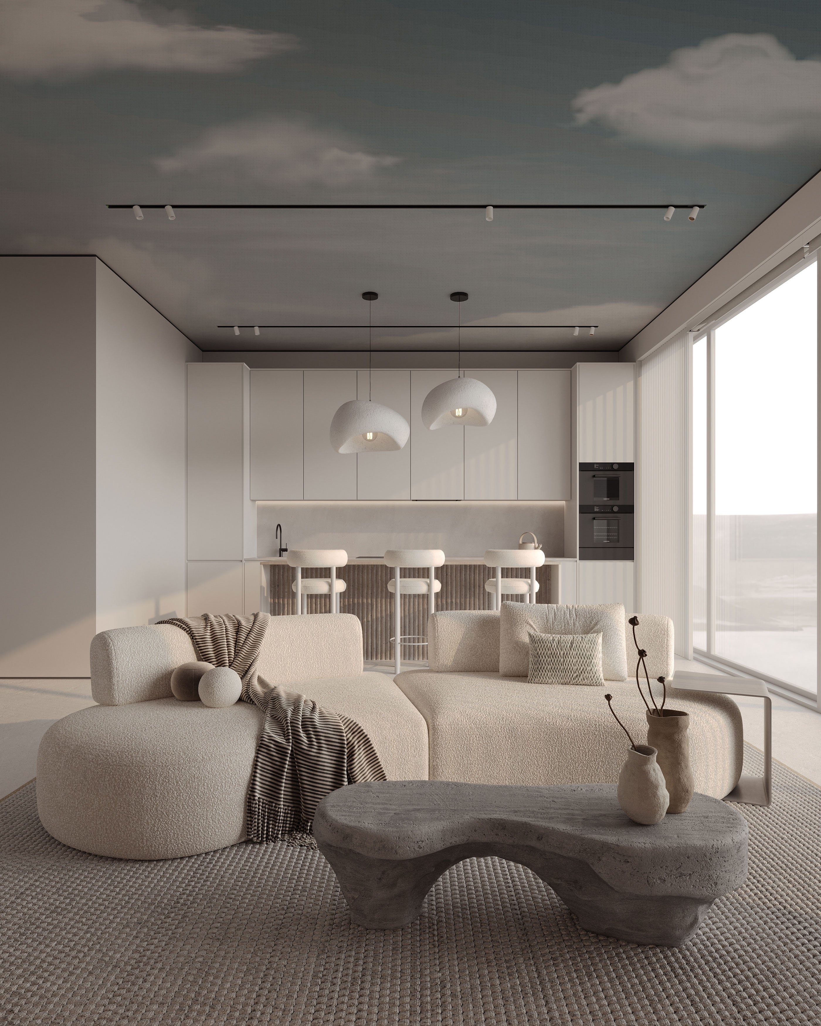 Aether wallpaper featuring a soft sky-inspired gradient with subtle cloud formations