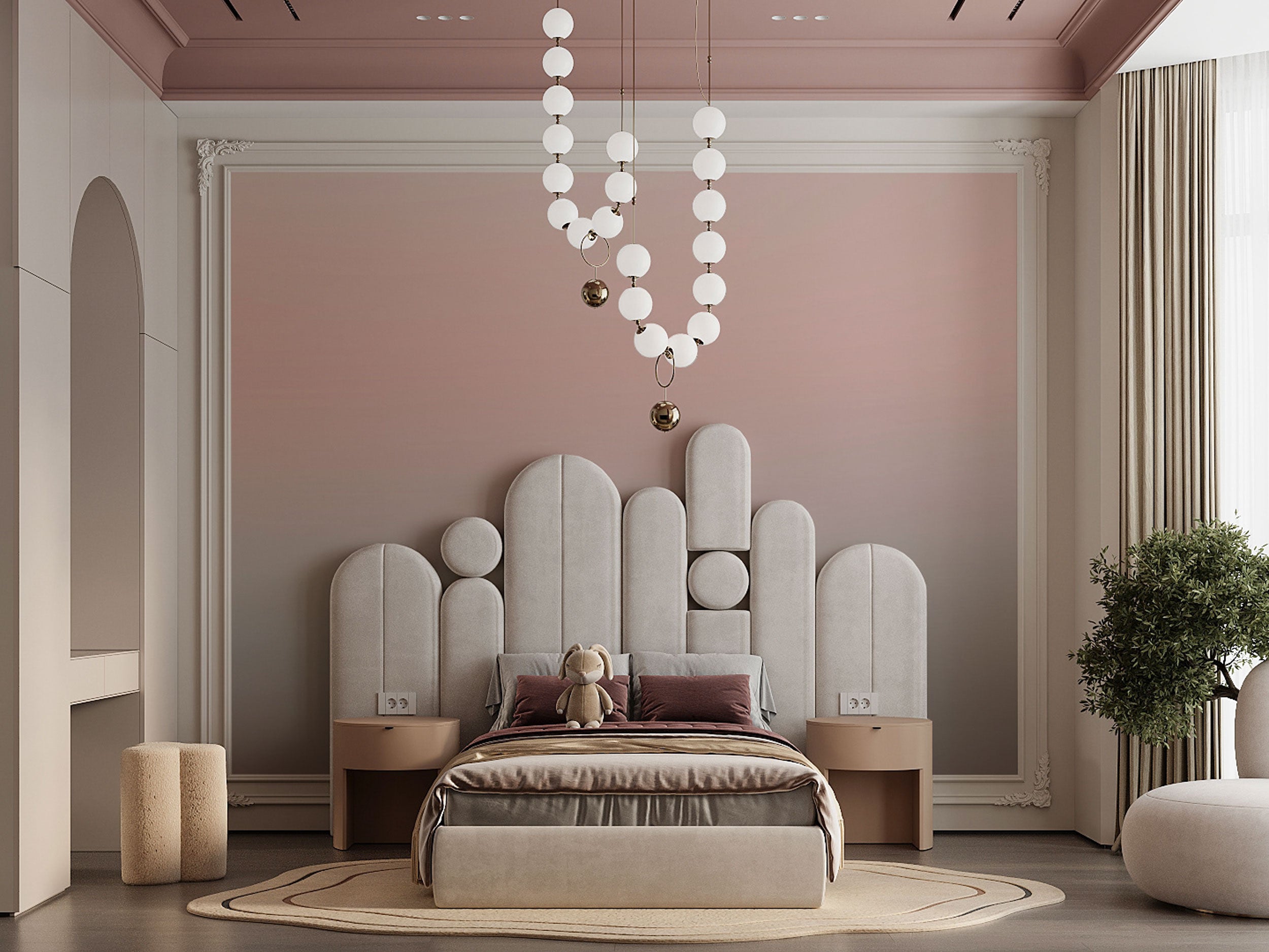 Soft pink and beige gradient wallpaper with a smooth minimalist color transition.