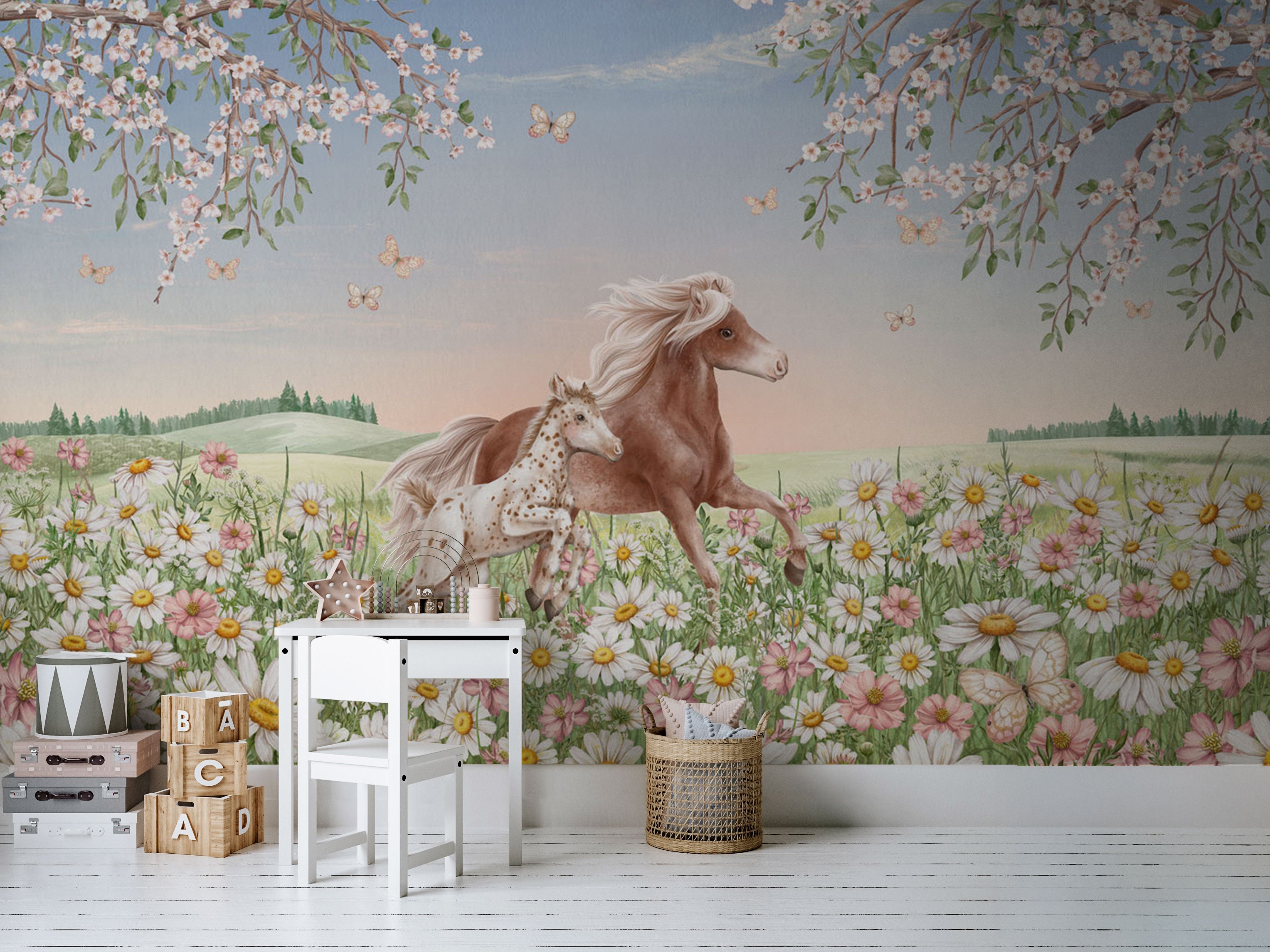 Horses Animal Scene Wallpaper Mural