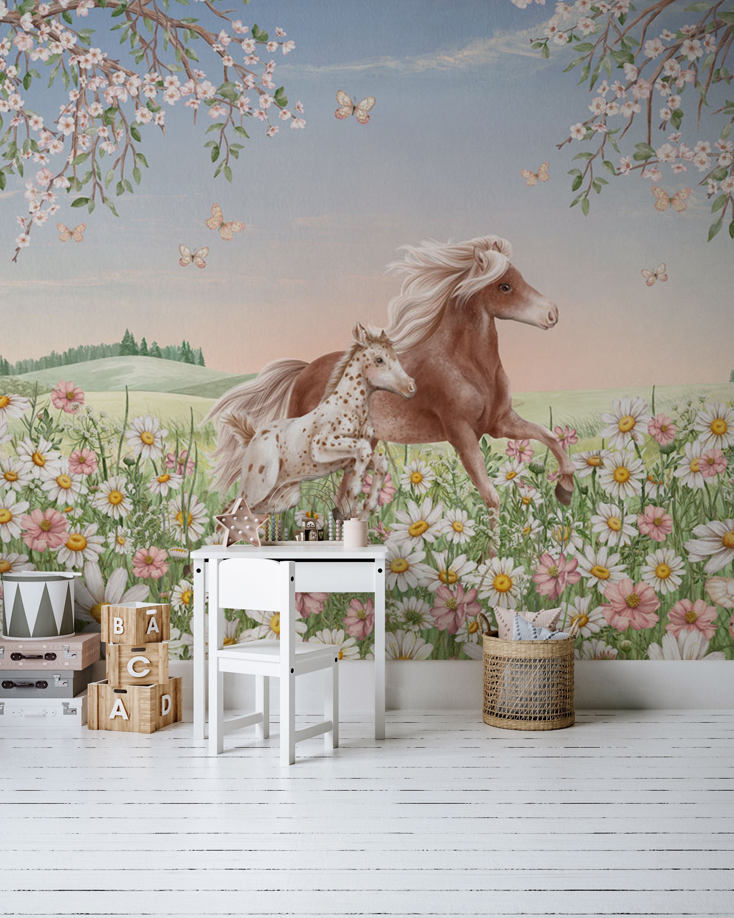 Horses Animal Scene Wallpaper Mural