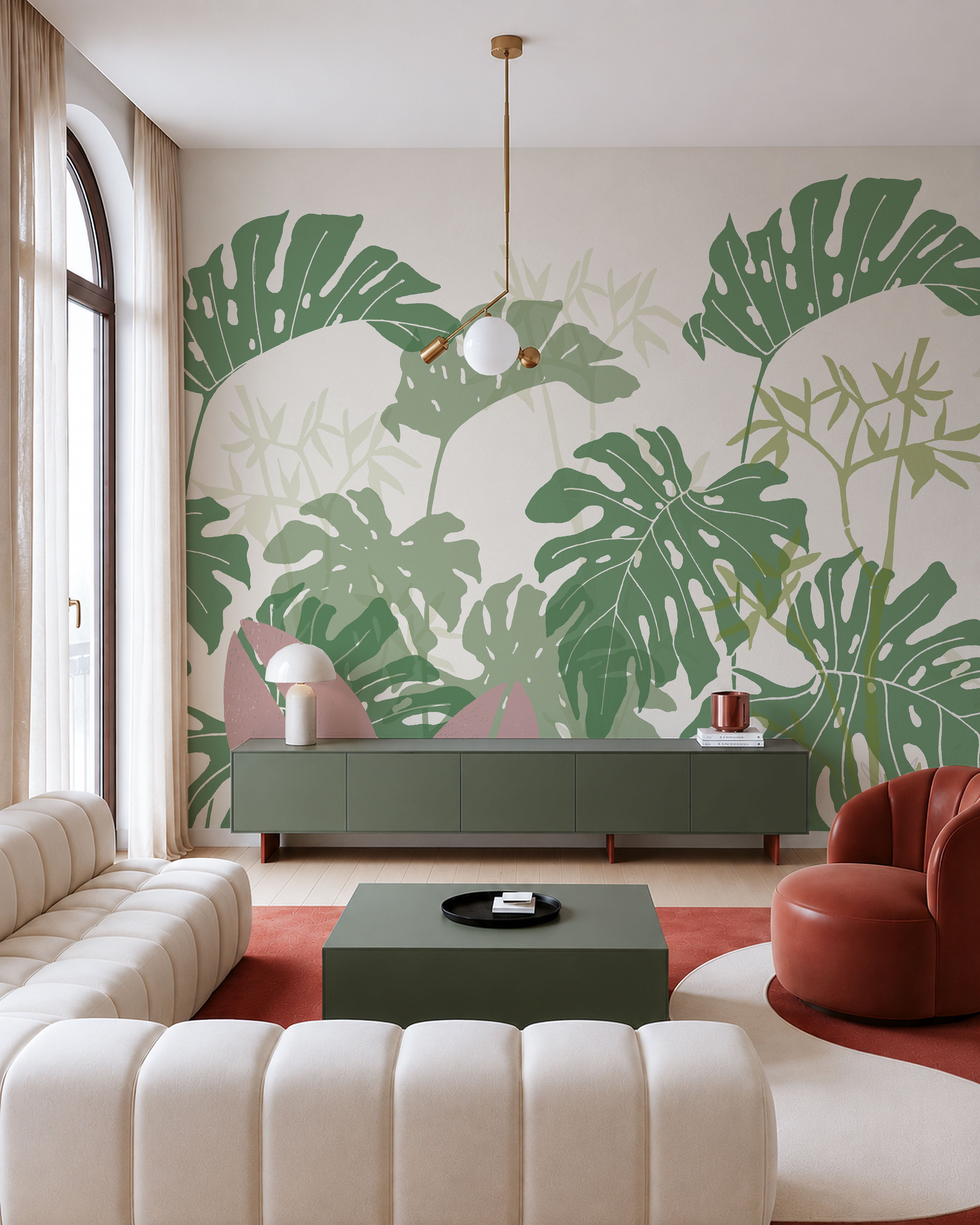 Japandi wallpaper artistic abstract mural 