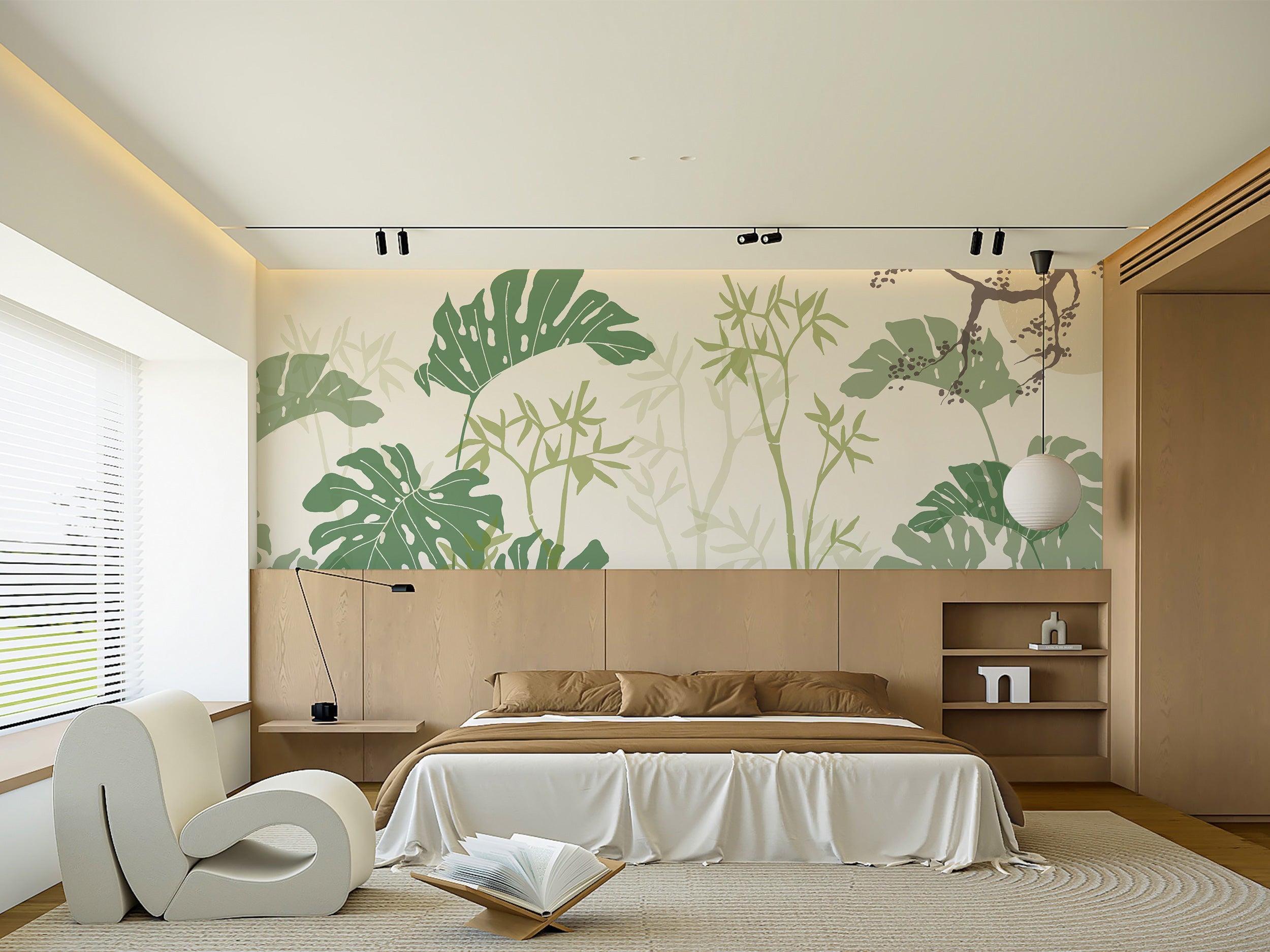 Japandi Tapete künstlerisches abstraktes Wandbild 