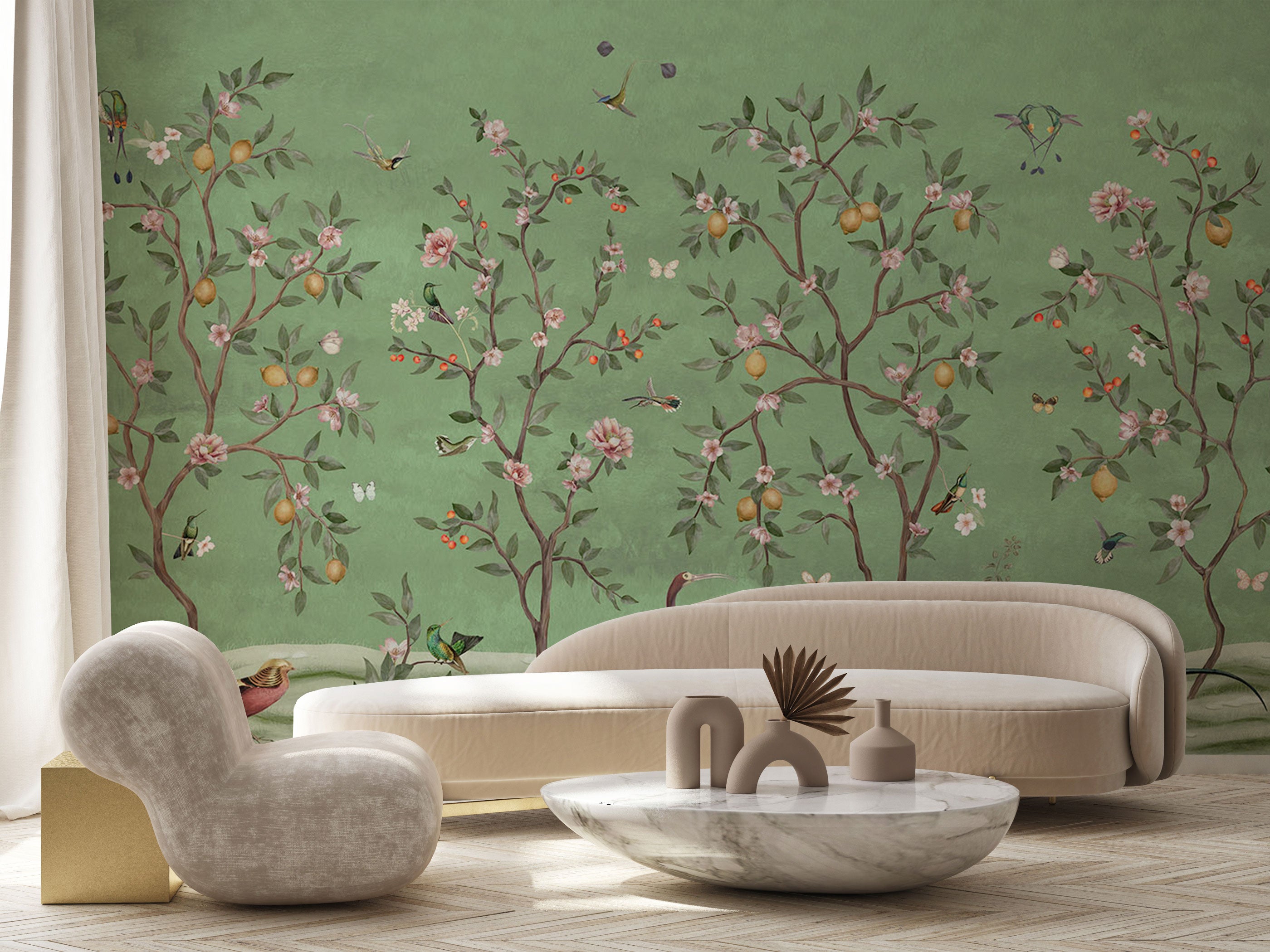 Lemon Tree Chinoiserie - Green - Eclart Walls