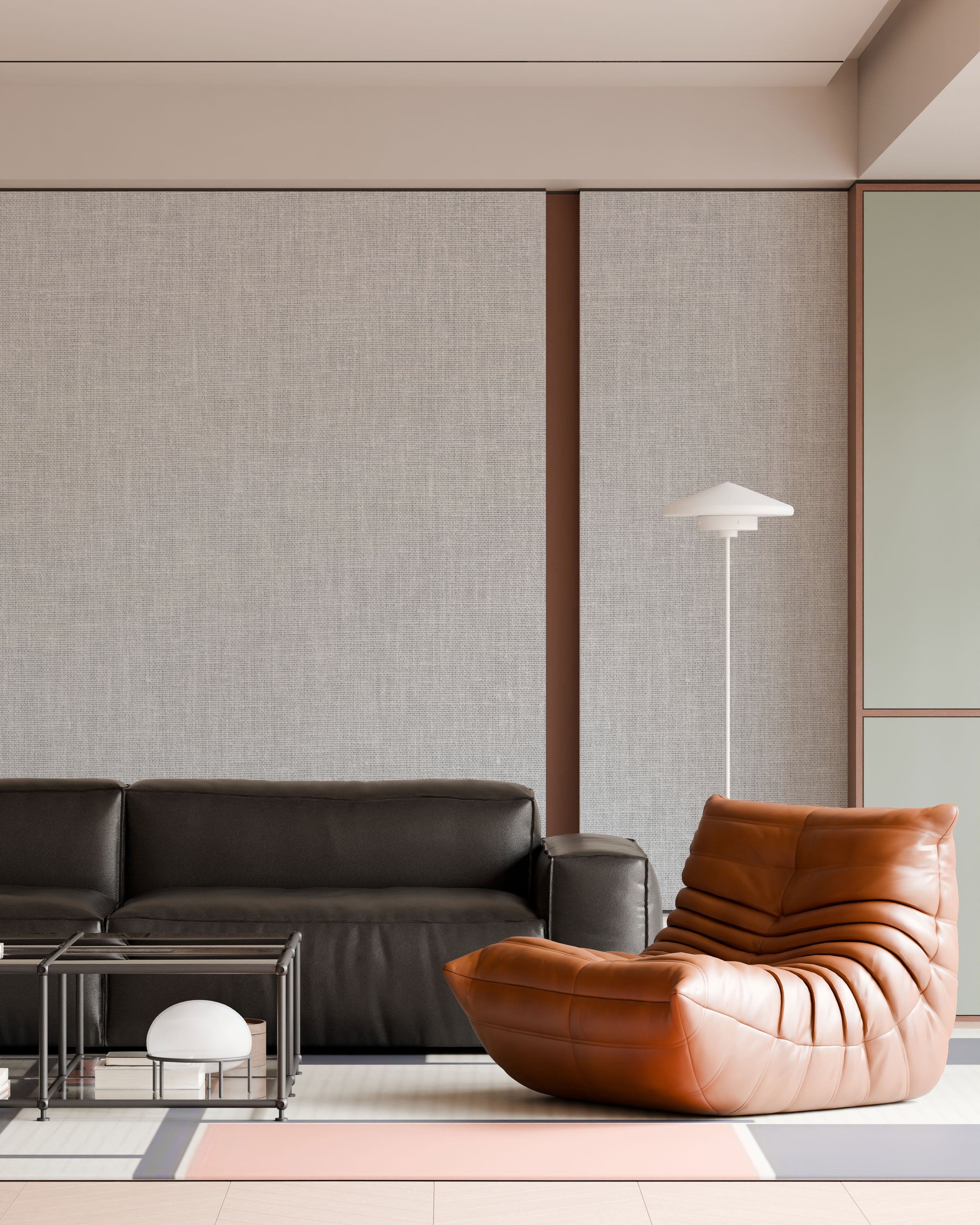 Linen Texture Grey Neutral Mural Wallpaper