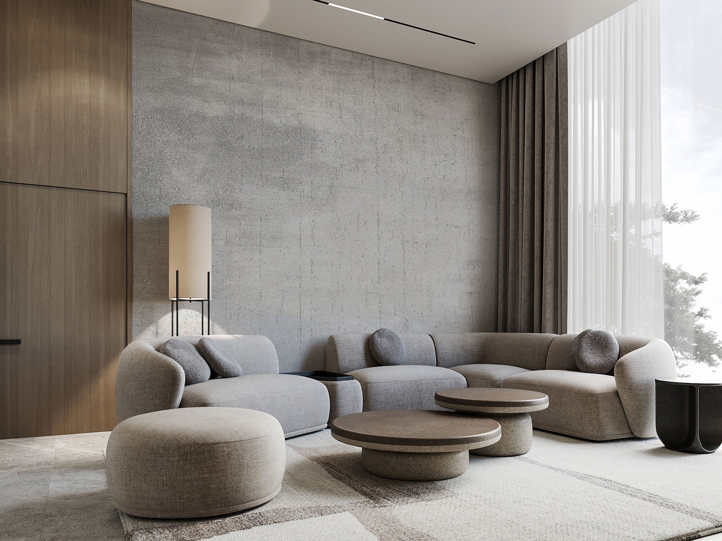 Soft grey concrete textured mural wallpaper