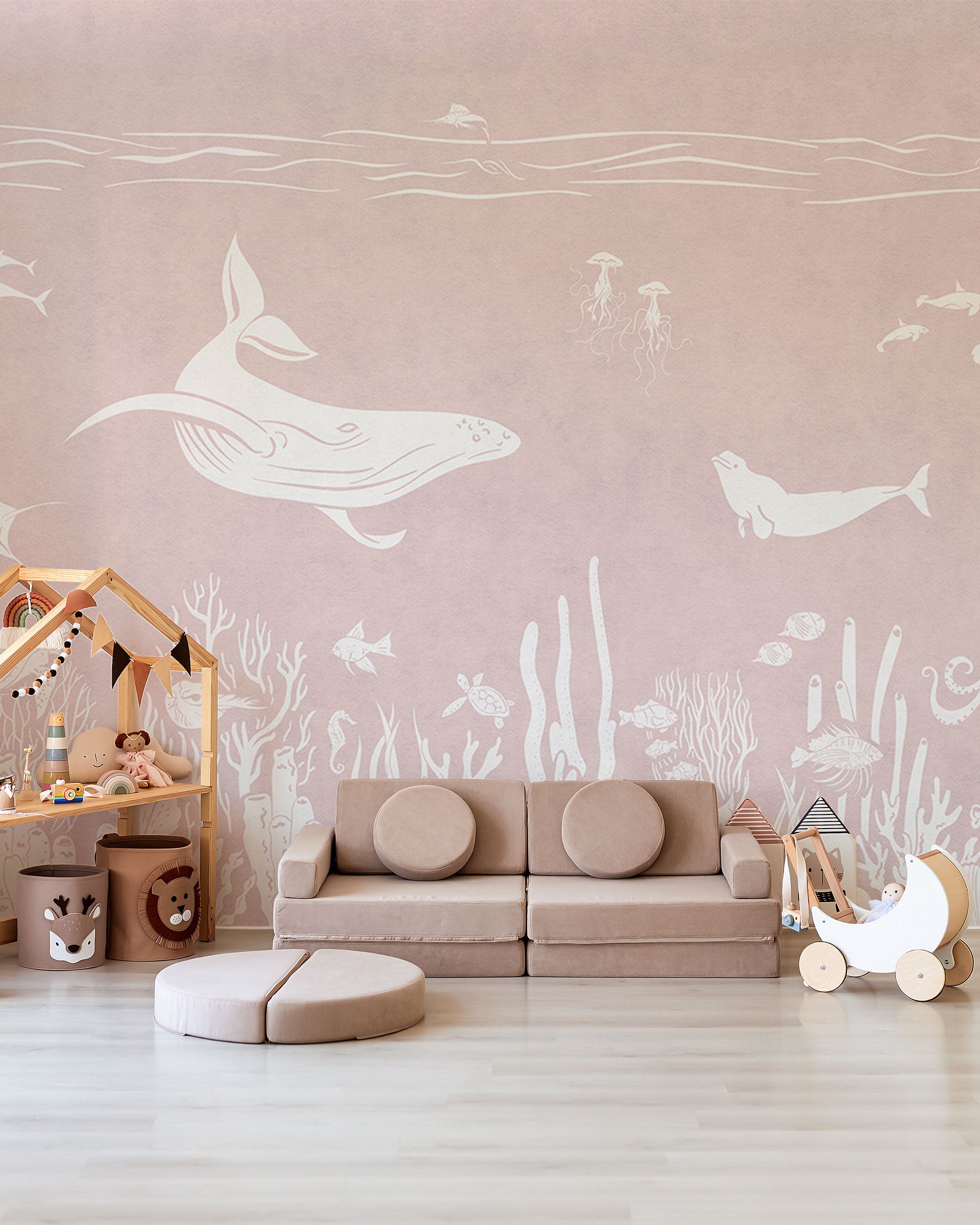 monochrome sea pink background wallpaper whales and dolphins