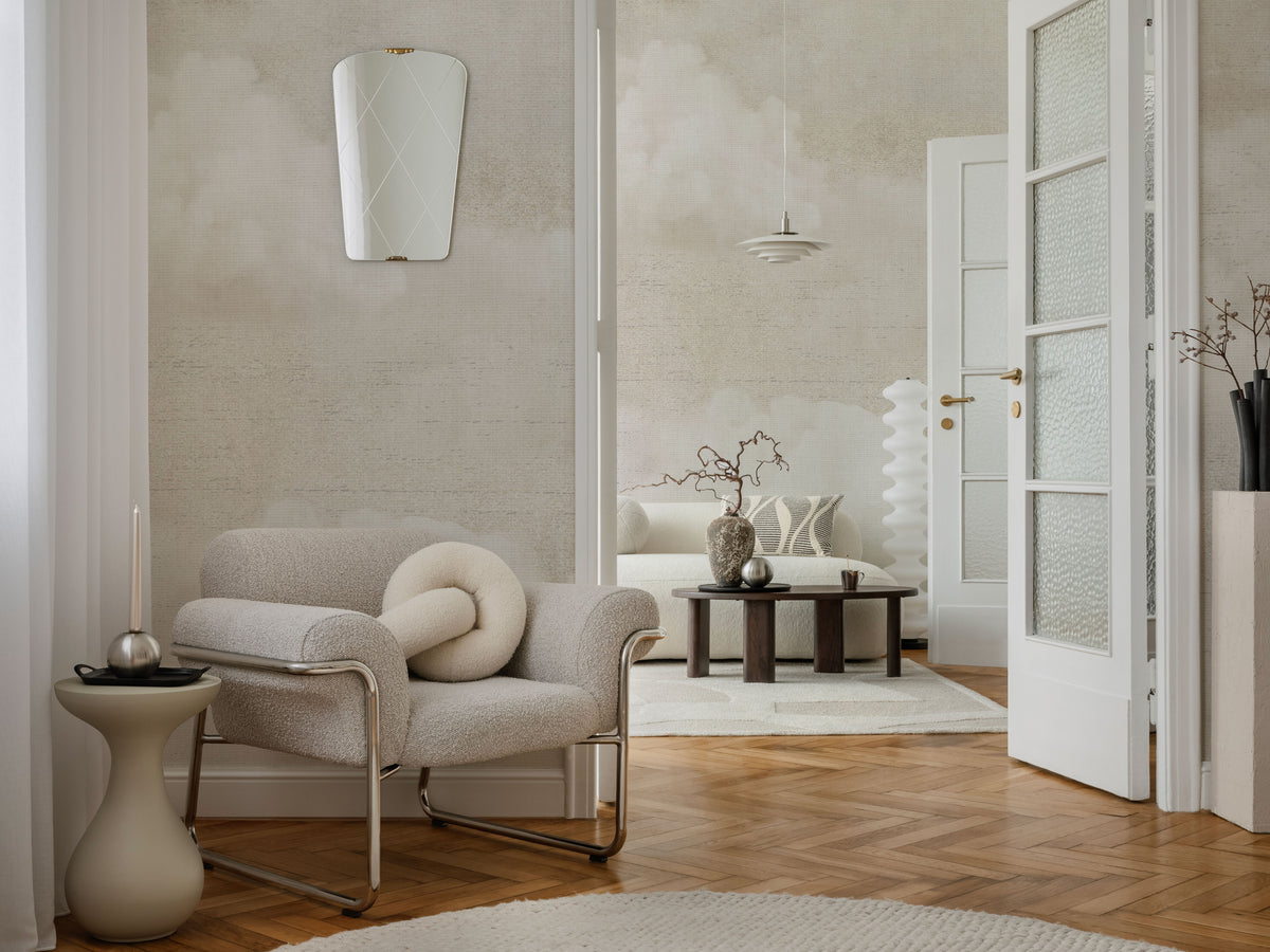 Neutral Beige Cloud Effect Textured Wallpaper