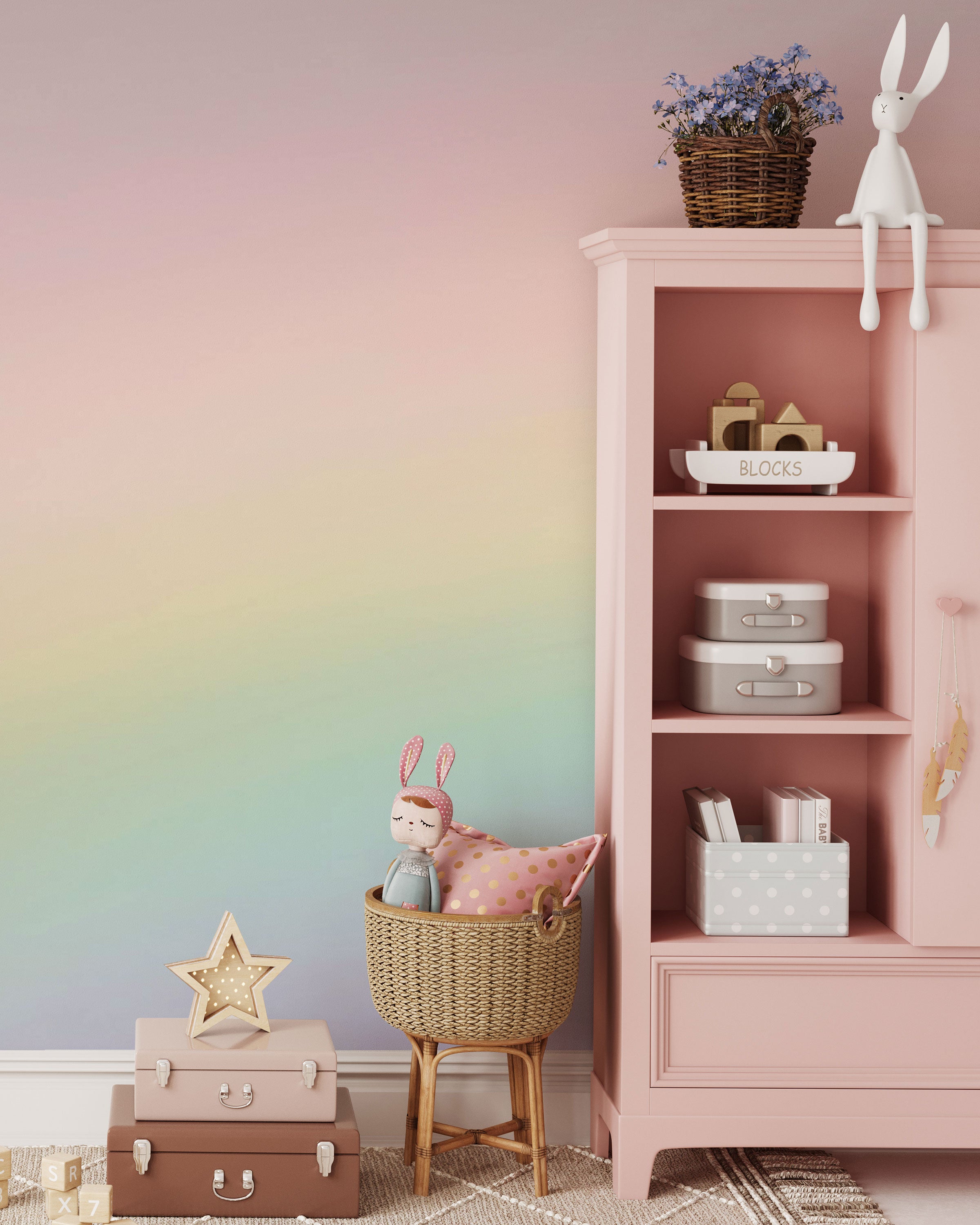 pastel rainbow gradient mural wallpaper