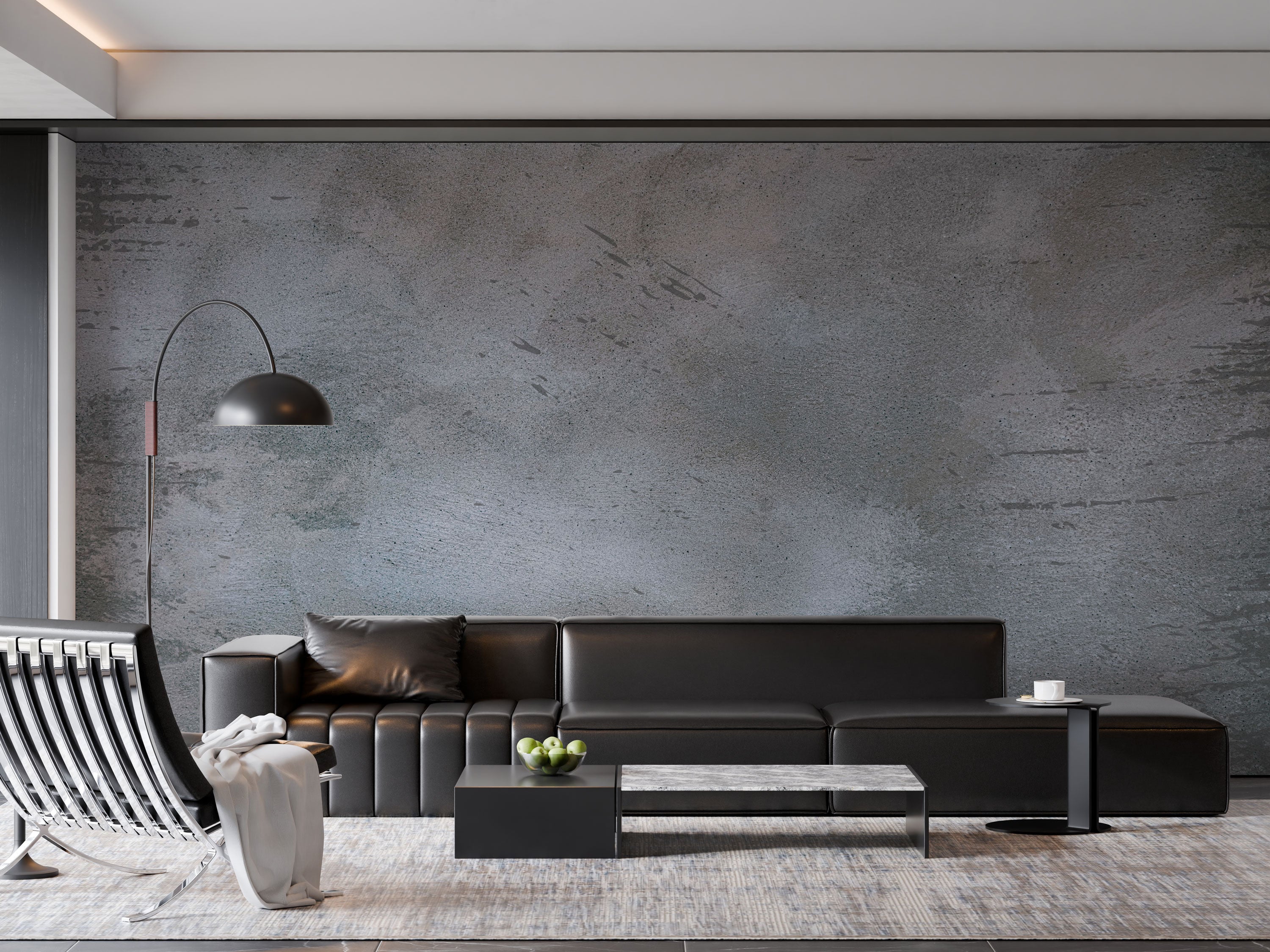 concrete effect textured wallpaper in neutral grey and stone tones