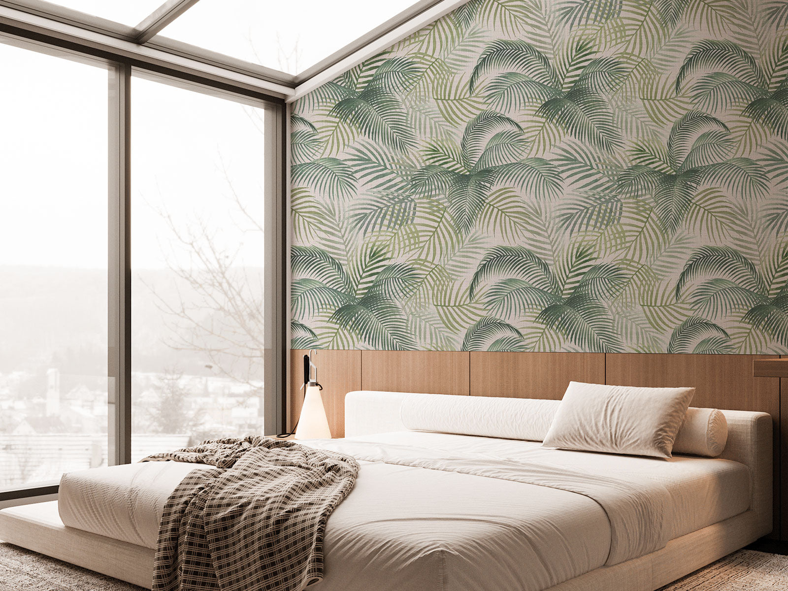 Tropical Green Leaves Pattern Wallpaper