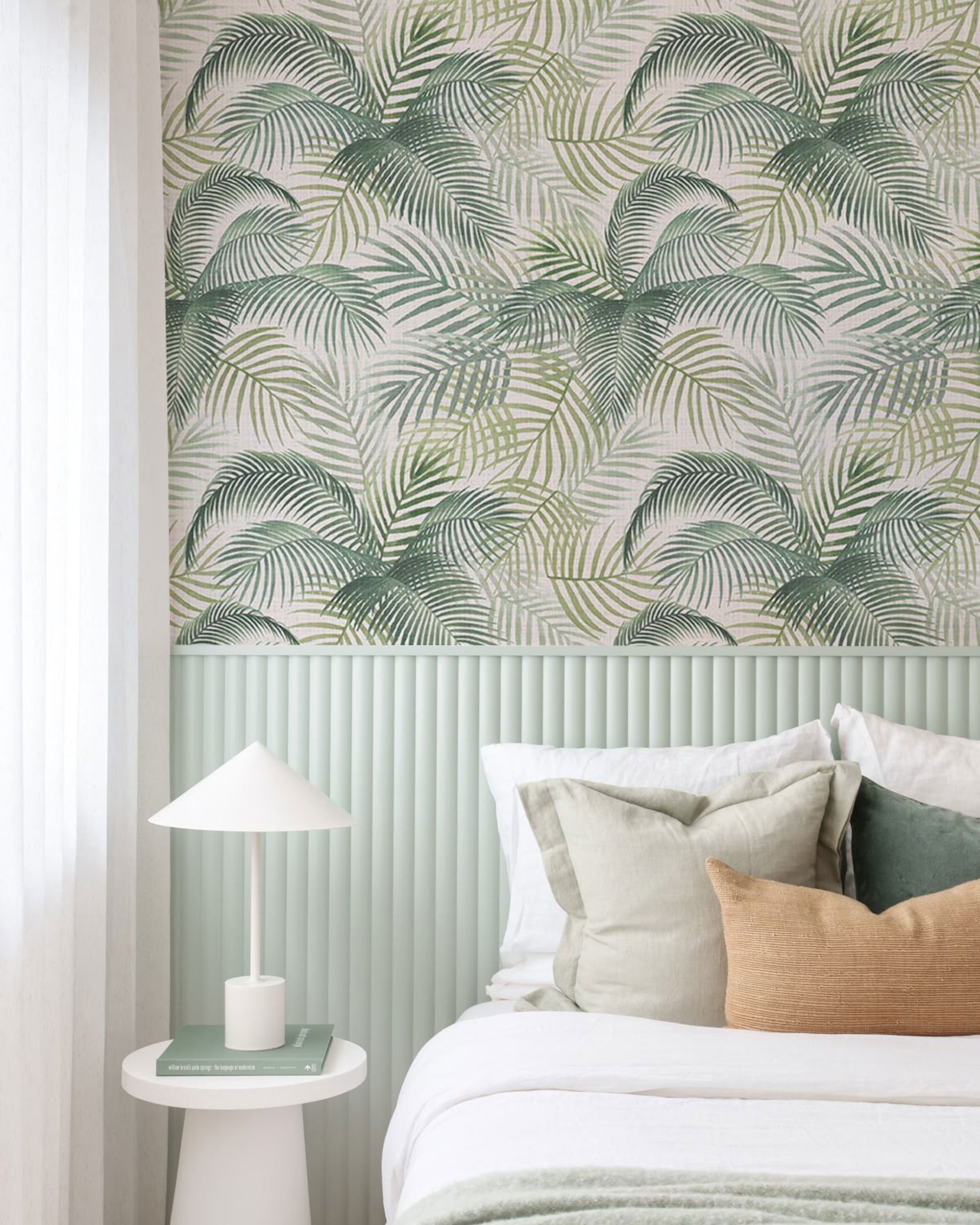 Tropical Green Leaves Pattern Wallpaper