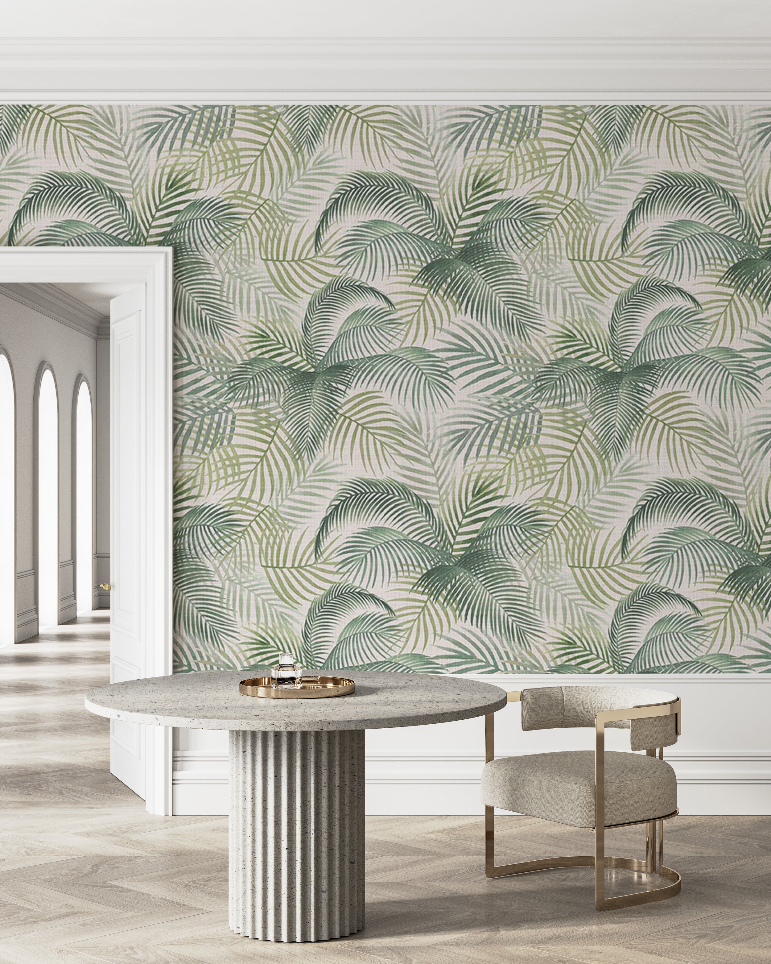 Tropisches Grünblätter-Muster Tapete