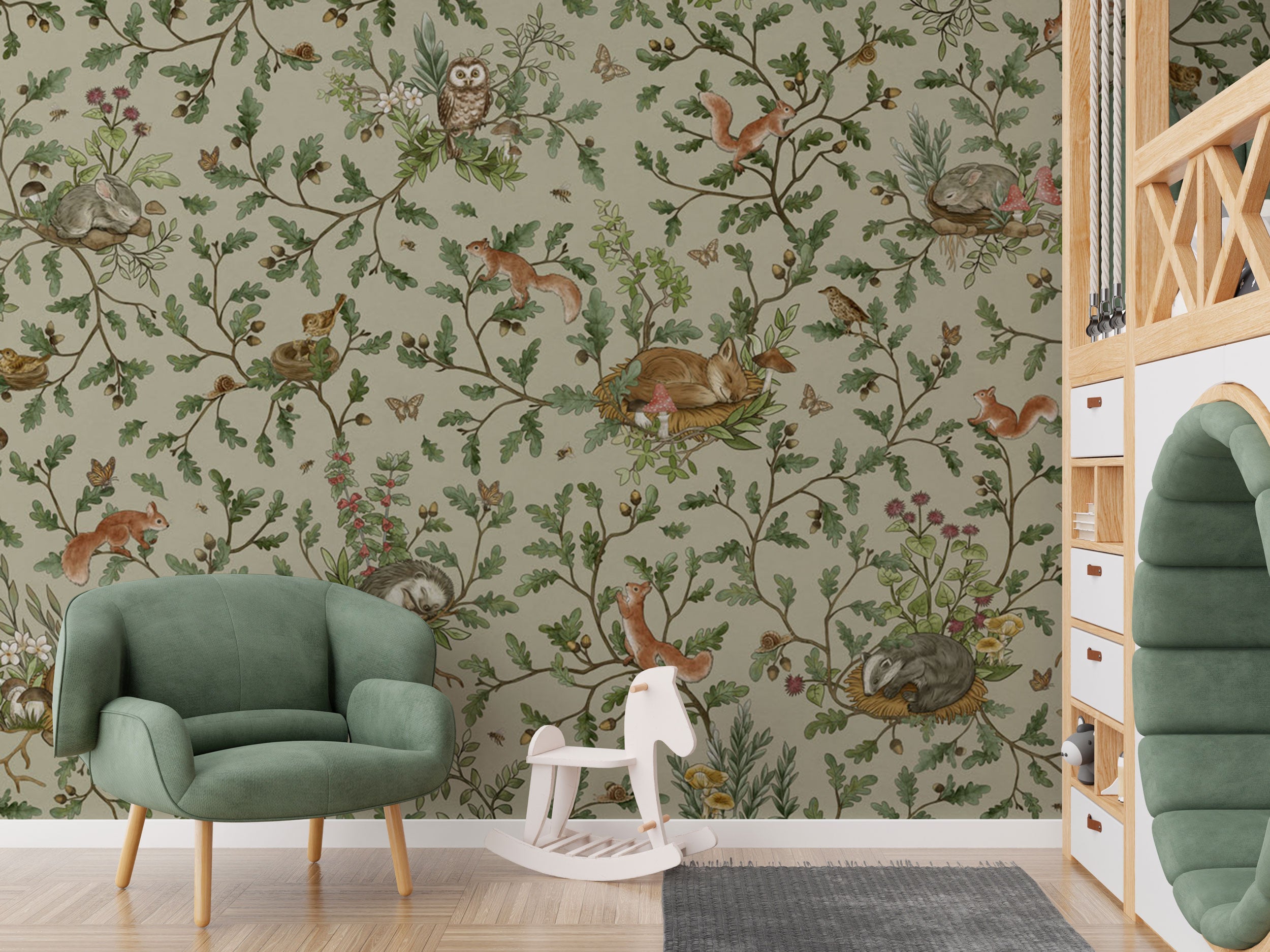 Playful Woods Green - Eclart Walls