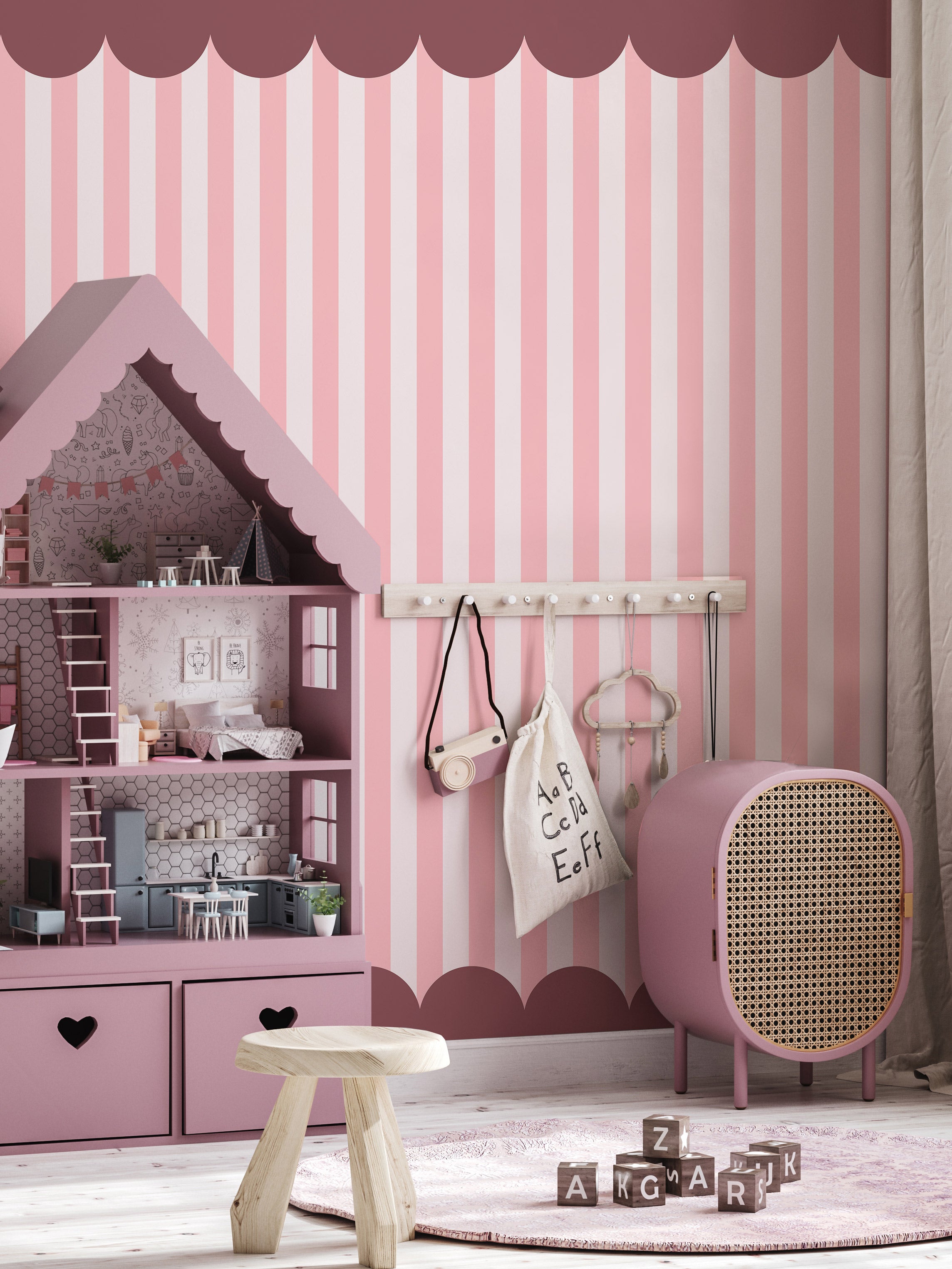 Pink Stripes & Scallops - Eclart Walls