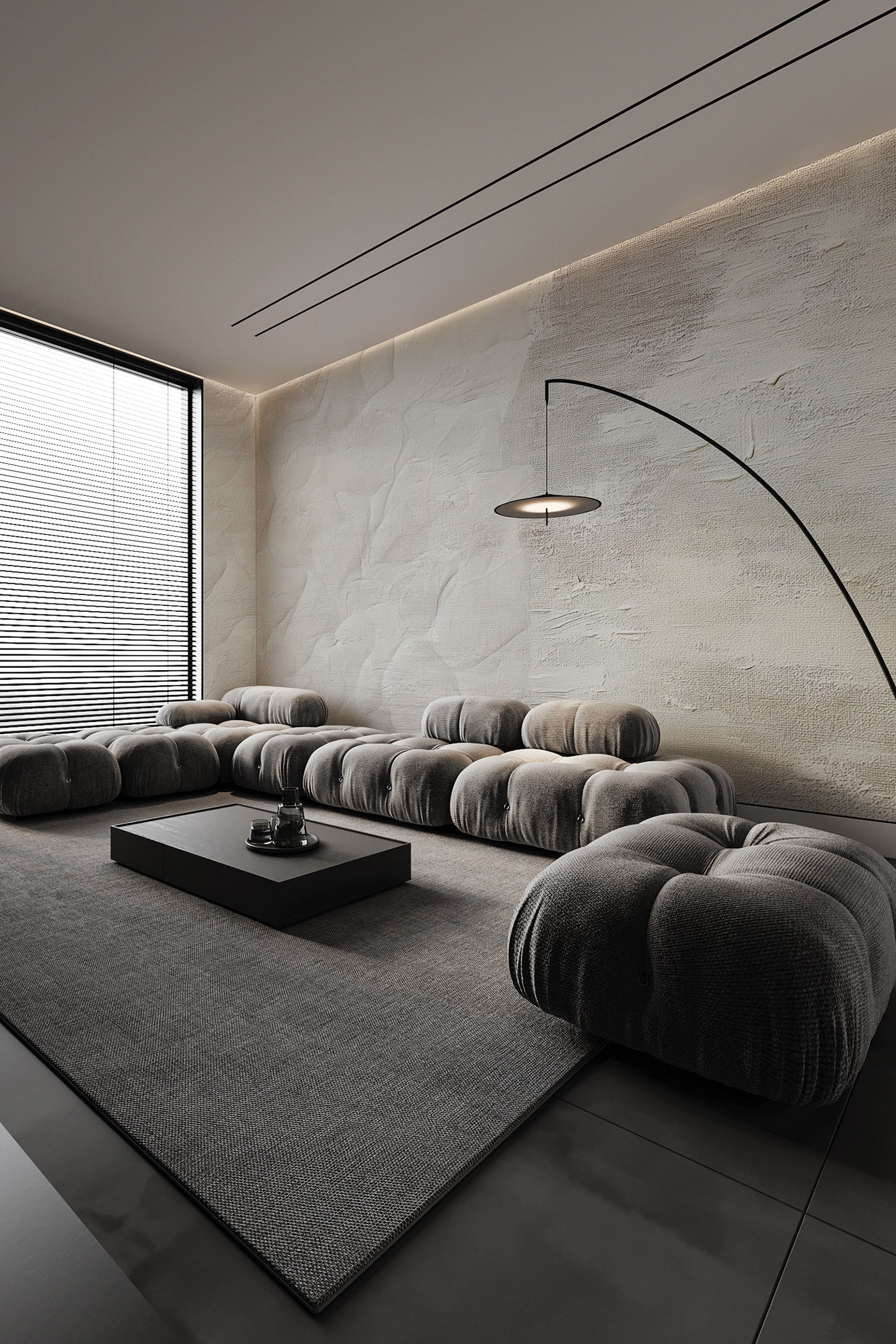 Soft Plaster White Grey Abstract Mural Wallpaper