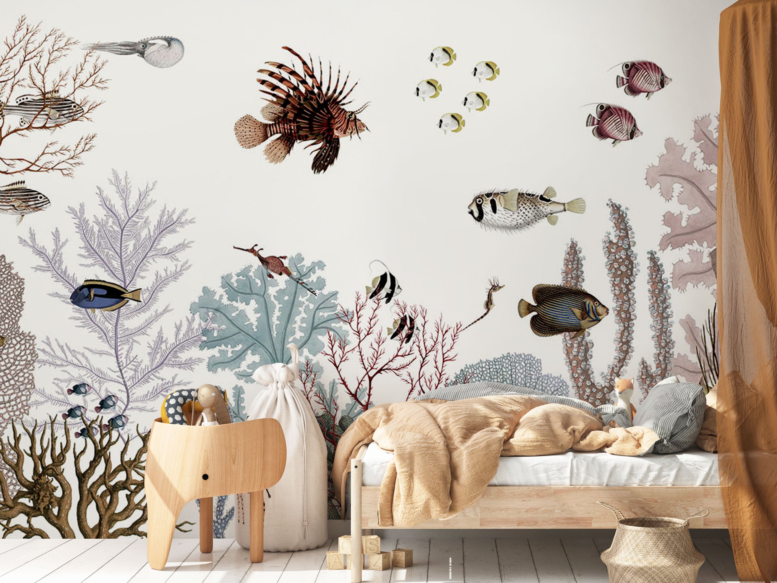 Sea Life Coral Fishes Mural Wallpaper