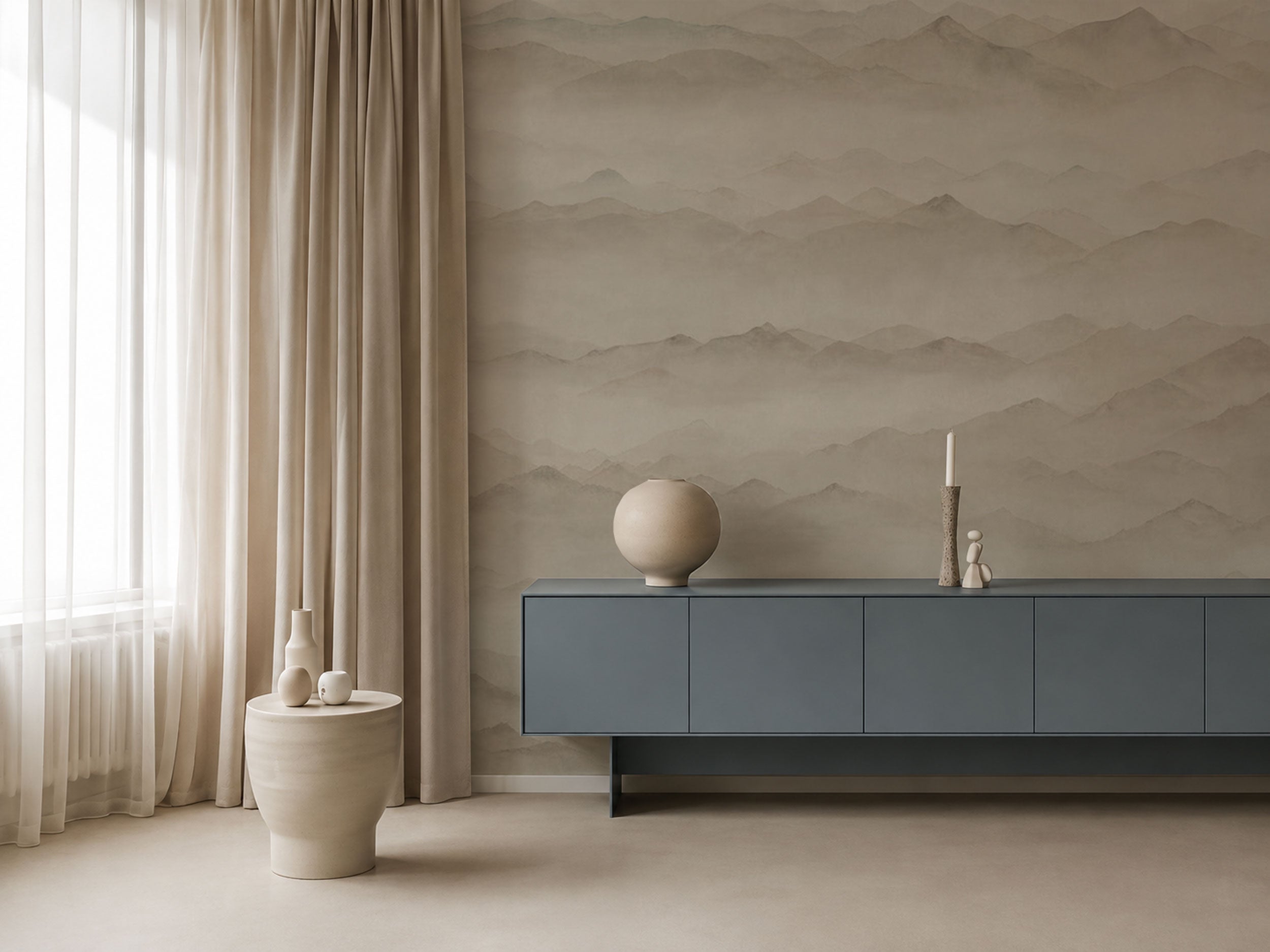 Soft Misty Mountain Landscape Wallpaper Mural