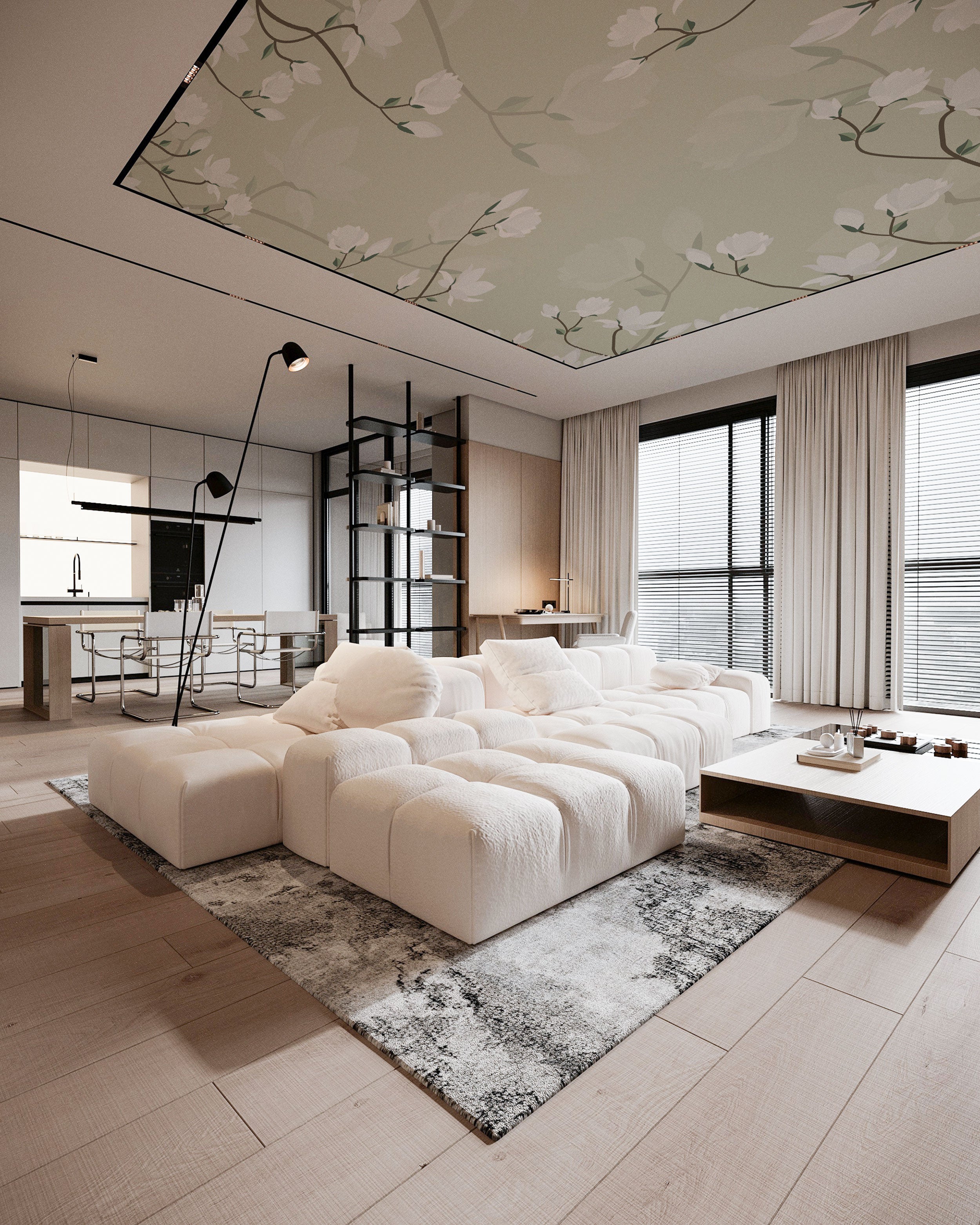 Shanghai Garden wallpaper featuring delicate flowering branches on a soft neutral background