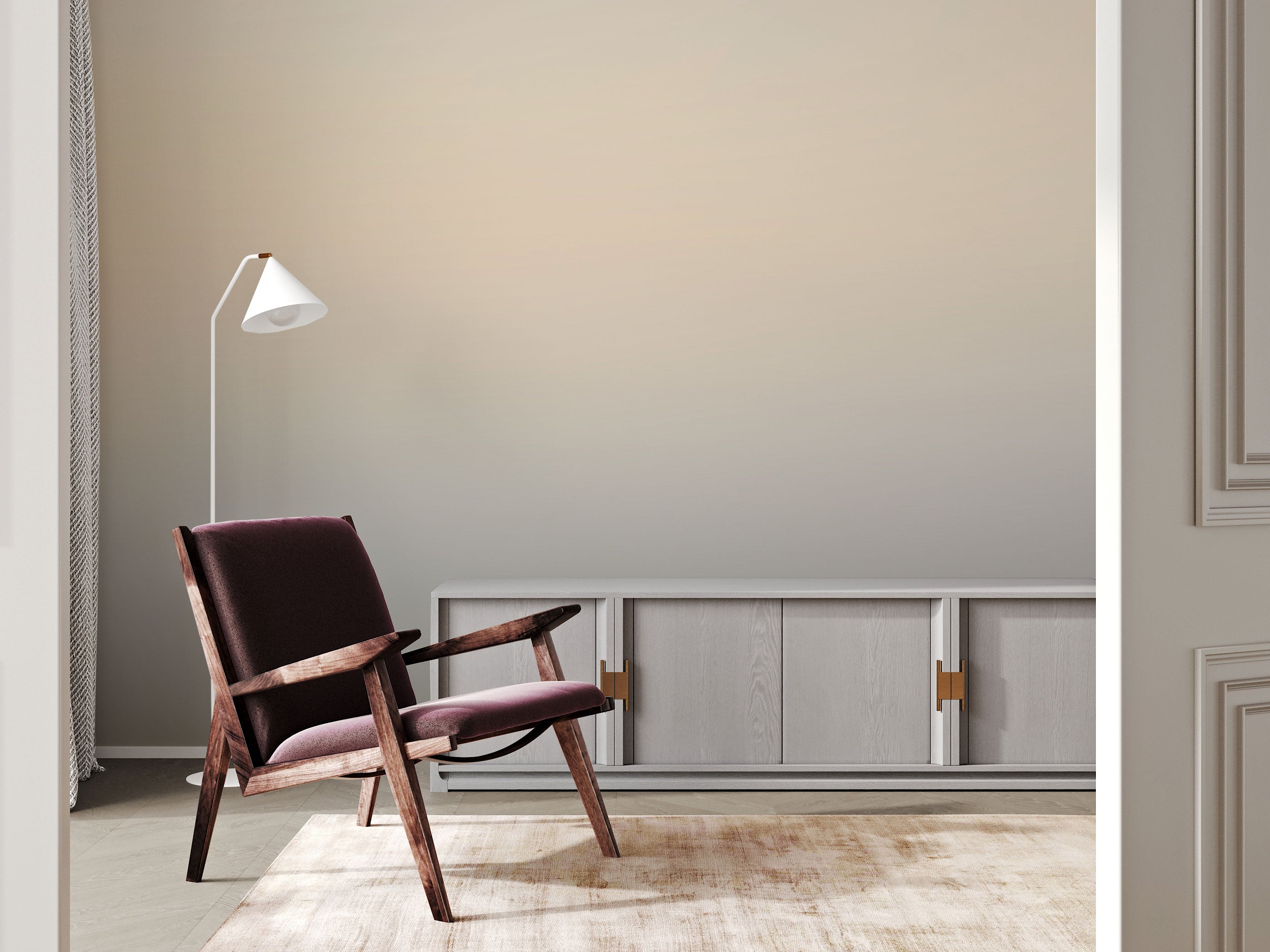 Soft neutral gradient mural wallpaper